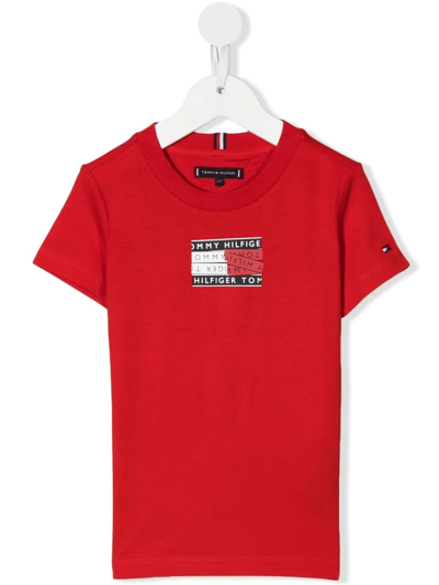 Tommy Hilfiger Junior Logo-print Cotton T-shirt In Rot
