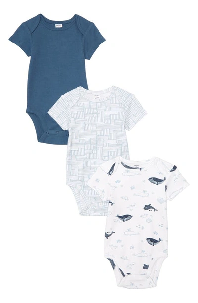 Nordstrom Babies' 3-pack Bodysuits In Whale Pack