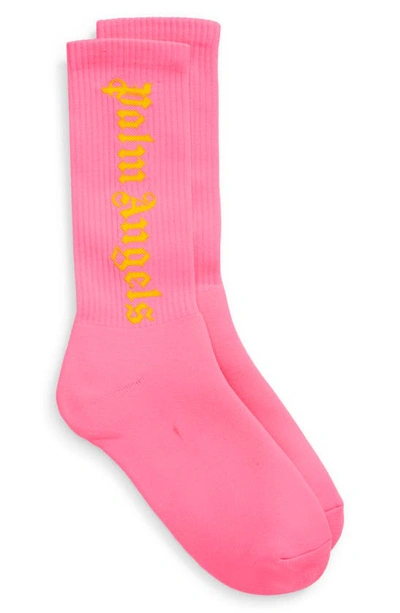 Palm Angels Logo-print Stretch-woven Socks In Fuchsia