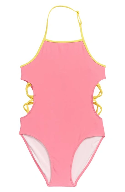 Treasure & Bond Kids' Cutout One-piece Swimsuit In Pink Aurora