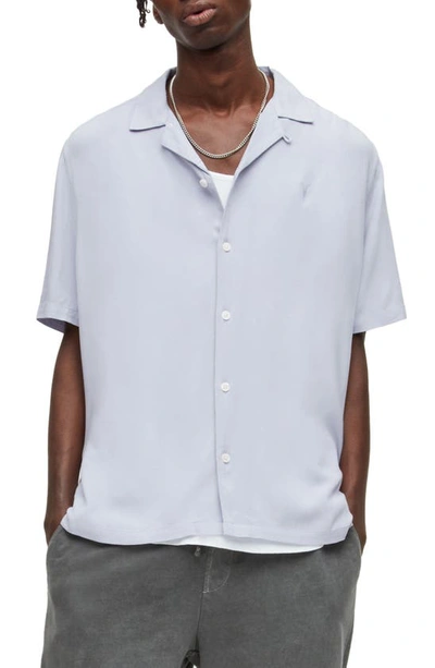 Allsaints Venice Relaxed Fit Short Sleeve Button-up Camp Shirt In Bleached Lilac