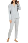 Eberjey Gisele Slim Jersey Knit Pajamas In Heather Grey/ Sorbet Pink