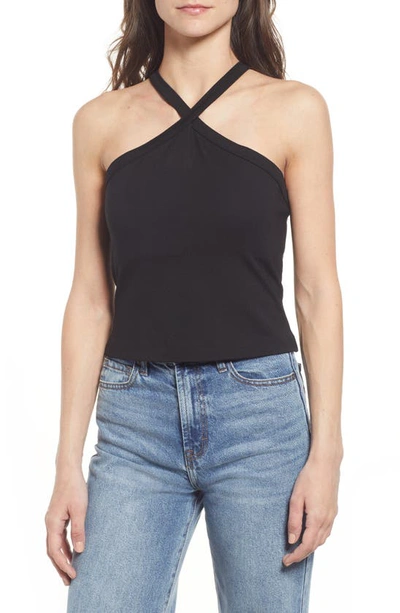 French Connection Halter Neck Jersey Top In Black