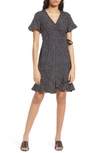 Vero Moda Henna Frill Wrap Dress In Black Aop Dot