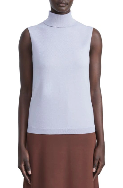 Lafayette 148 Matte Crepe Sleeveless Turtleneck Shell In Aster