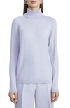 Lafayette 148 Matte Crepe Rib Turtleneck Sweater In Aster