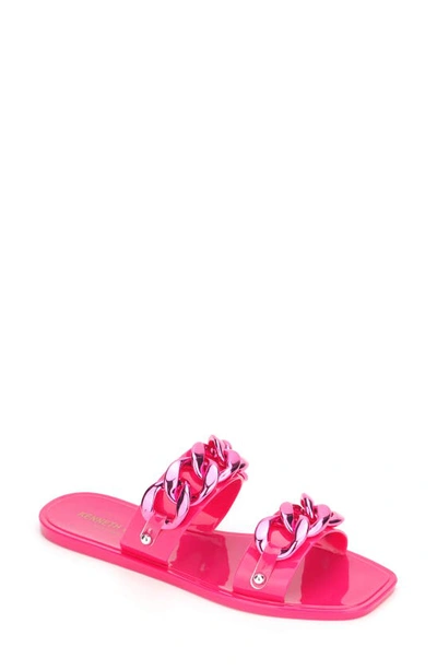 Kenneth Cole New York Women's Naveen Chain Jelly Slide Flat Sandals Women's Shoes In Red