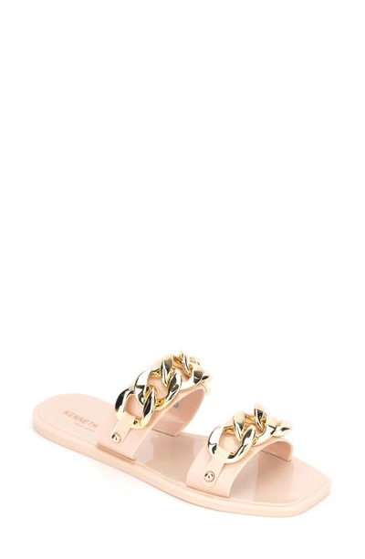 Kenneth Cole New York Women's Naveen Chain Jelly Slide Flat Sandals Women's Shoes In Gold-tone