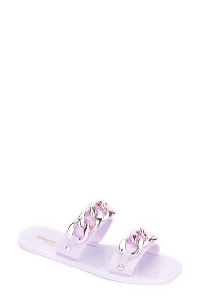 Kenneth Cole New York Women's Naveen Chain Jelly Slide Flat Sandals Women's Shoes In Lilac