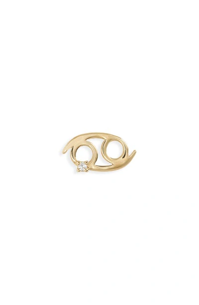 Lana Jewelry Half Pair Solo Zodiac Stud Earring In Yellow/ Cancer