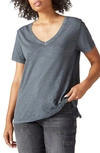 Lucky Brand Classic V-neck Cotton Blend T-shirt In Black