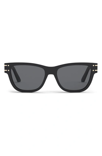 Dior Signature 54mm Square Logo Sunglasses In Shiny Black / Smoke Polarized
