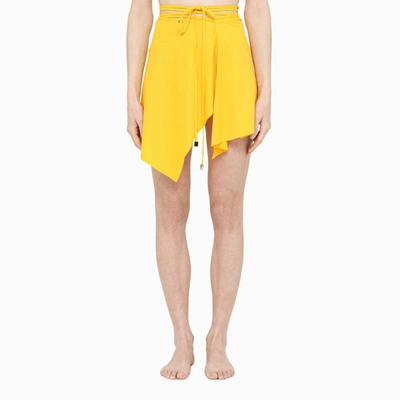 Attico Asymmetric-hem Raw-trim Mini Swim Skirt In Sunny Yellow