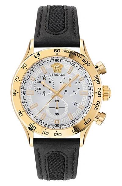Versace Men's Hellenyium Chrono Ip Yellow Gold Leather Watch, 44mm In Multi