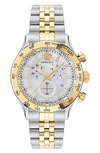 Versace Men's Swiss Chronograph Hellenyium Two Tone Bracelet Watch 44mm