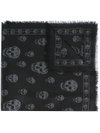 Alexander Mcqueen Skull Print Scarf - Black In Black