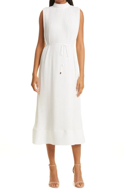 Milly Cami Top Pleated Midi Dress In White