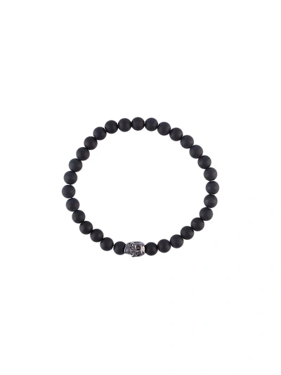 Nialaya Jewelry Pave Bead Matte Onyx Stretch Bracelet In Black