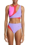 Attico Color Block Cutout Bikini Set In Lavander Fuchsia