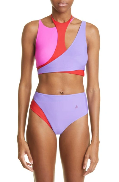 Attico Color Block Cutout Bikini Set In Lavander Fuchsia