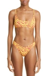 Attico Zebra-print Mid-rise Bikini Set In Yellow Rust