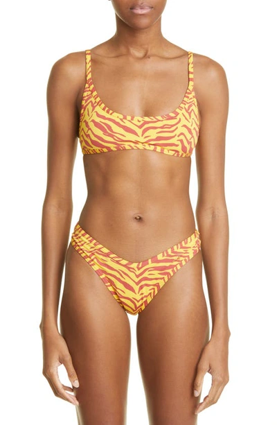Attico Zebra-print Mid-rise Bikini Set In Sun & Grancanion
