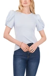 1.state Puff Sleeve Rib Knit T-shirt In Sky Blue