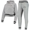 LUSSO LUSSO GRAY BROOKLYN NETS MAISIE-MAGGIE VELOUR RAGLAN PULLOVER HOODIE & JOGGER PANTS SET