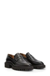Allsaints Lola Wf0052z Penny Loafers Women 9 Black Leather Slip On Shoes Zpo1085 In Black