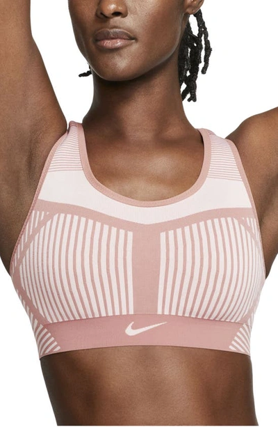 Nike Women's Fe/nom Flyknit High-support Non-padded Sports Bra In Pink Quartz/ Echo Pink