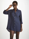 Derek Rose Women's Shirt Sicily Linen Navy In Navy