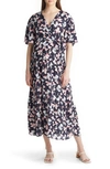 ANGEL MATERNITY FLORAL FAUX WRAP MATERNITY MAXI DRESS