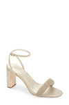 Loeffler Randall Shay Crystal-embellished Glittered Suede Sandals In Cappuccino