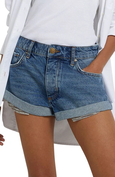 RIVER ISLAND BANDANA CUFF DENIM SHORTS 