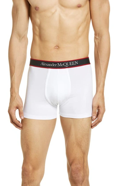 Alexander Mcqueen Logo-waist Stretch Boxer Shorts In White