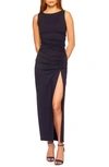 Susana Monaco Sleeveless Ruched Midi Dress In Midnight