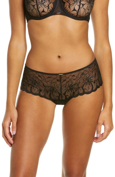 Chantelle Lingerie Fleurs Hipster Thong In Black