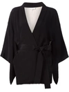 Fleur Du Mal Haori Silk Robe In Black