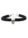 ALEXANDER MCQUEEN GEFLOCHTENES ARMBAND MIT TOTENKOPFDETAIL,LEATHER,BRASS