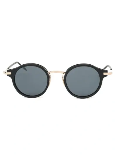 Thom Browne Navy & Silver Round Sunglasses In Black