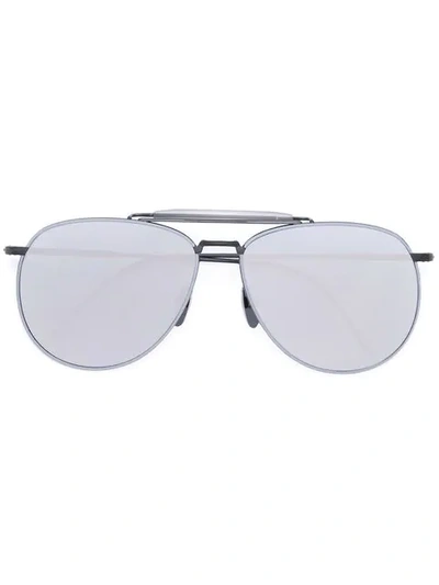 Thom Browne Double-bridge Pilot-frame Sunglasses In Metallic