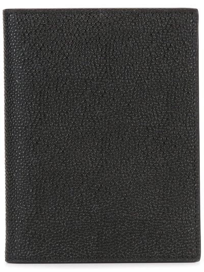 Thom Browne Passport Holder In Pebble Grain In Black