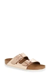 Birkenstock Papillio Arizona Logo-embossed Vegan-leather Sandals In Metallic