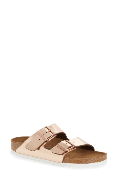 Birkenstock Papillio Arizona Logo-embossed Vegan-leather Sandals In Metallic