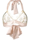 Gilda & Pearl Harlow Gold Lace Boudoir Bra In Pink