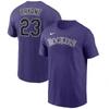 NIKE NIKE KRIS BRYANT PURPLE COLORADO ROCKIES NAME & NUMBER T-SHIRT