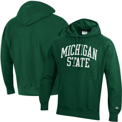 CHAMPION CHAMPION GREEN MICHIGAN STATE SPARTANS TEAM ARCH REVERSE WEAVE PULLOVER HOODIE