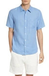 Vince Classic Fit Linen Shirt In Blue