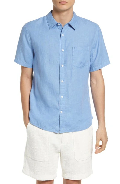 Vince Classic Fit Linen Shirt In Cerulean