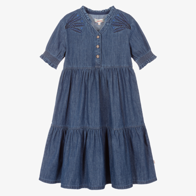 Catimini Kids' Girls Blue Denim Dress